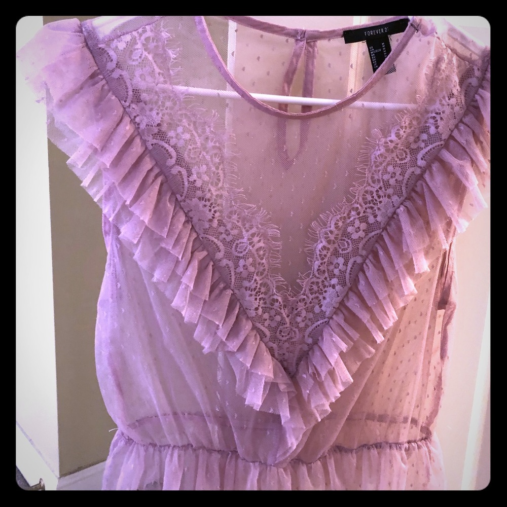 Lilac Sheer Shirt with Ruffle detail